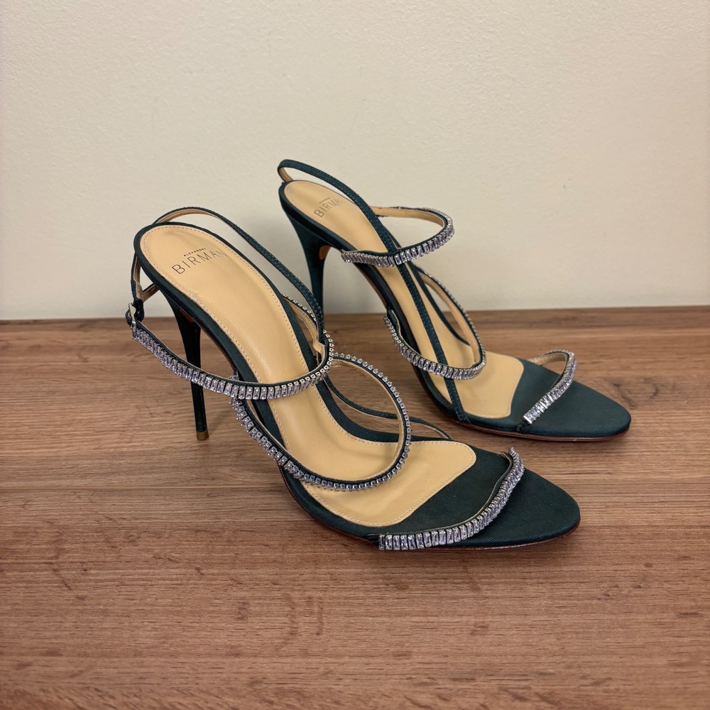 ALEXANDRE BIRMAN Sally Zircone Sandal Heel Emerald Green Women Size 39.5 Formal - Picture 2 of 14